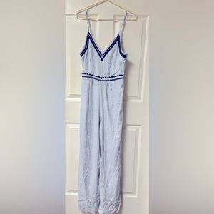 Embroidered blue jumpsuit